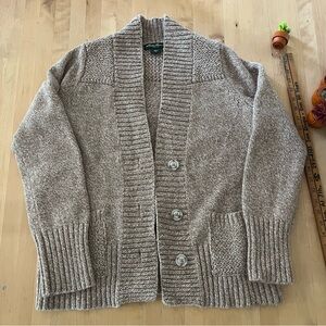 Eddie Bauer V-Neck Beige Women's Cardigan